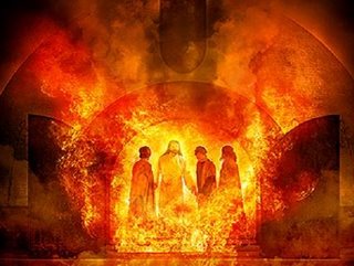 Shadrach, Meshach and Abednego survive hell on earth